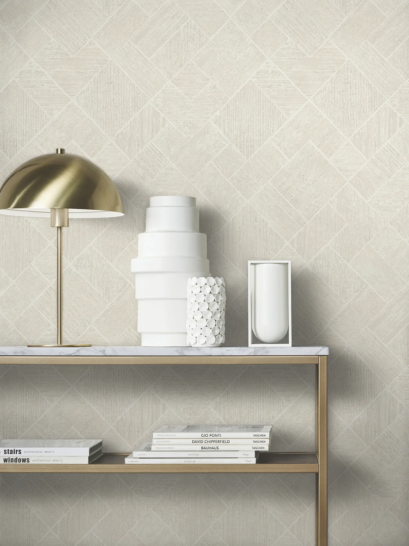 York Designer Series Marquetry Beige Tile Wallpaper - SKU MA35509