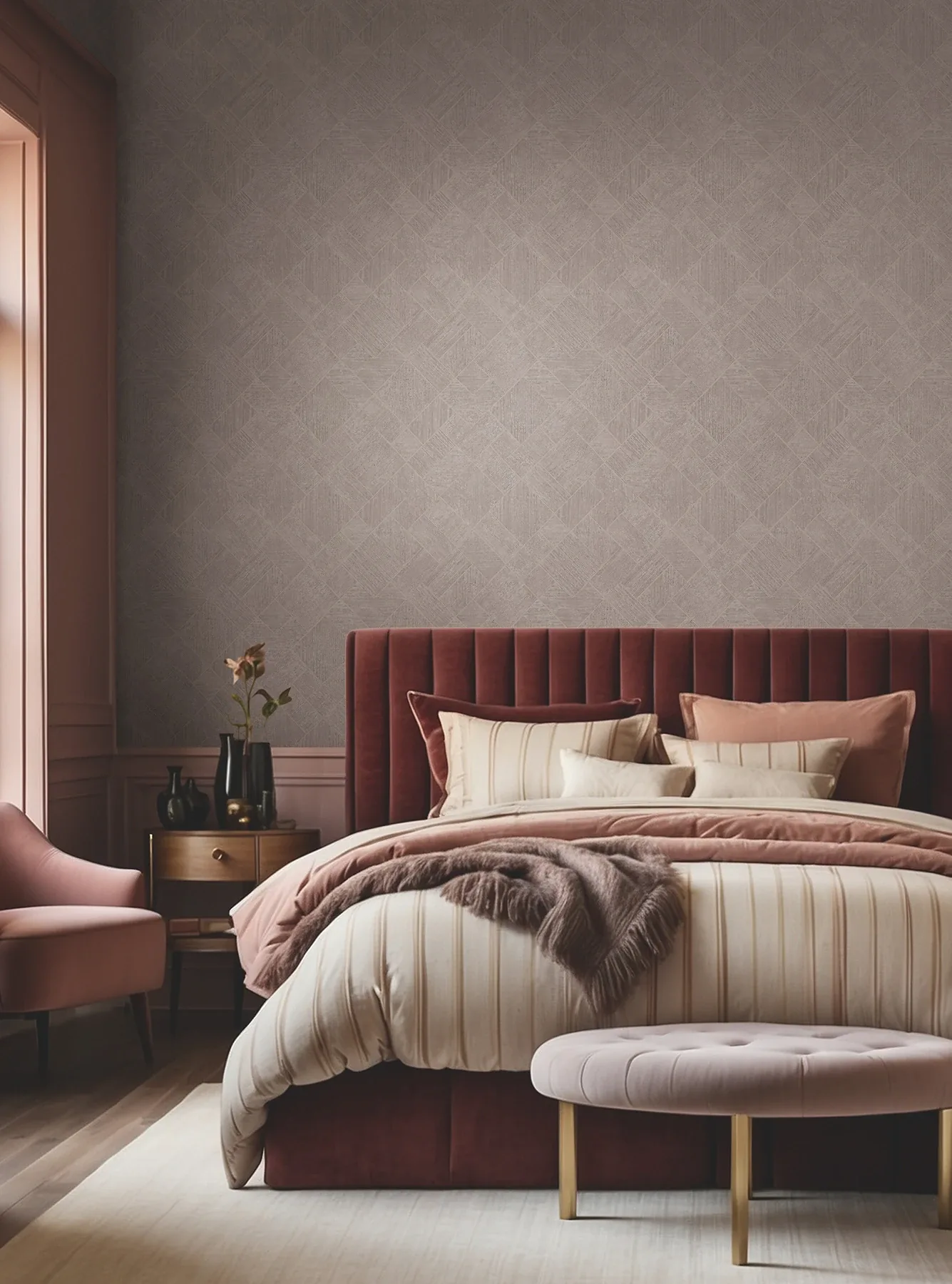 York Designer Series Marquetry Grey Tile Wallpaper - SKU MA35510