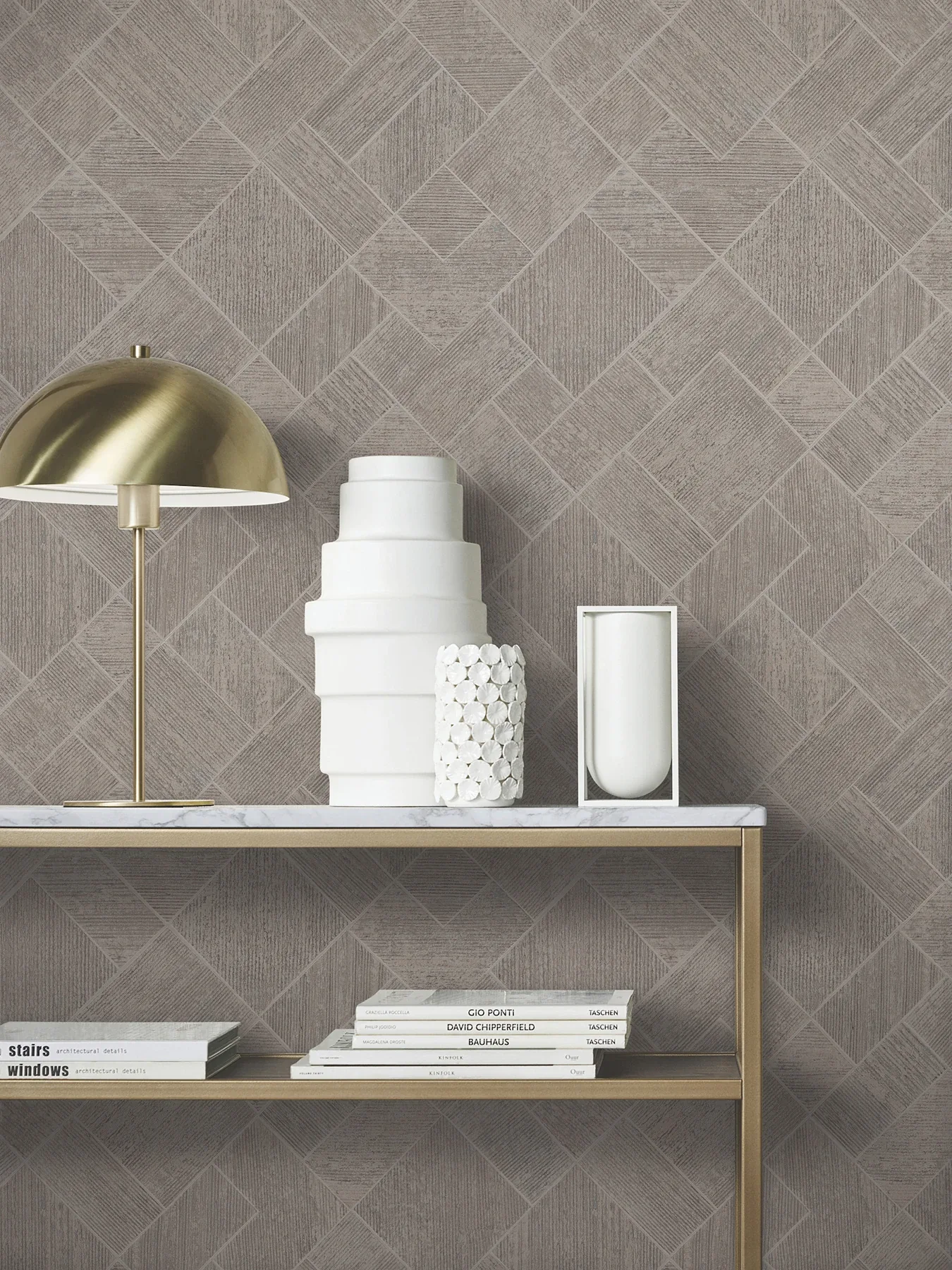 York Designer Series Marquetry Taupe Tile Wallpaper - SKU MA35511