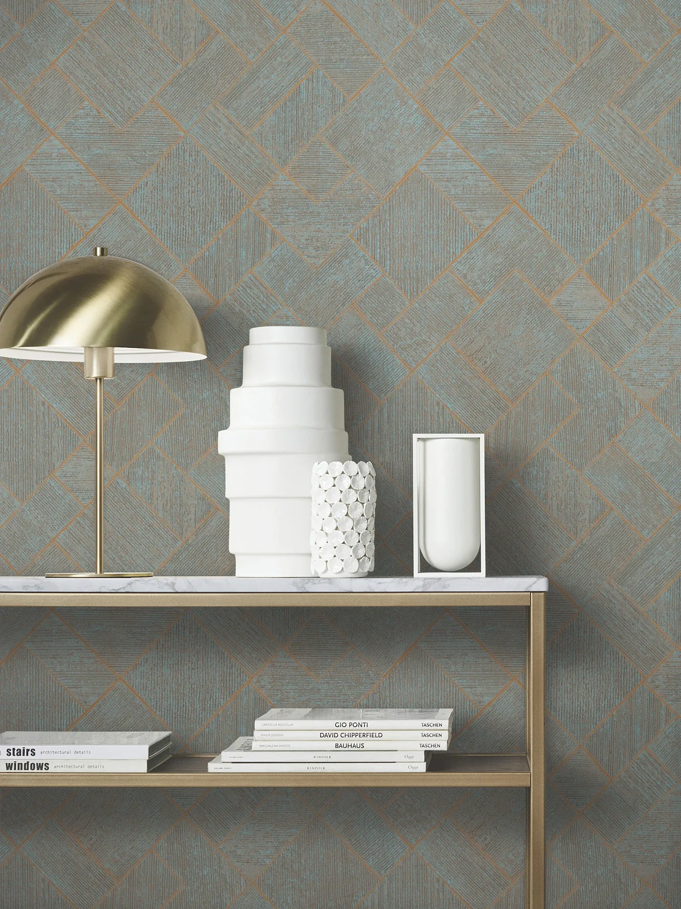 York Designer Series Marquetry Teal Tile Wallpaper - SKU MA35512