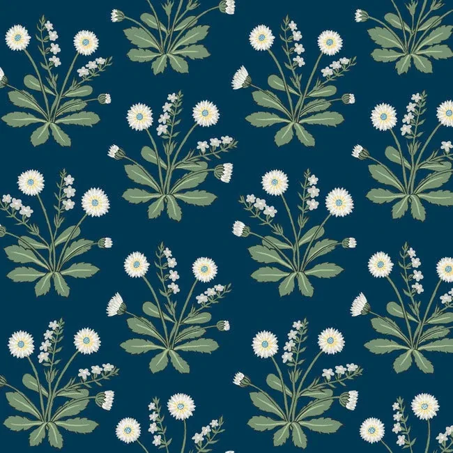 York Designer Series Meadow Flowers Navy & White Wallpaper - SKU AC9151