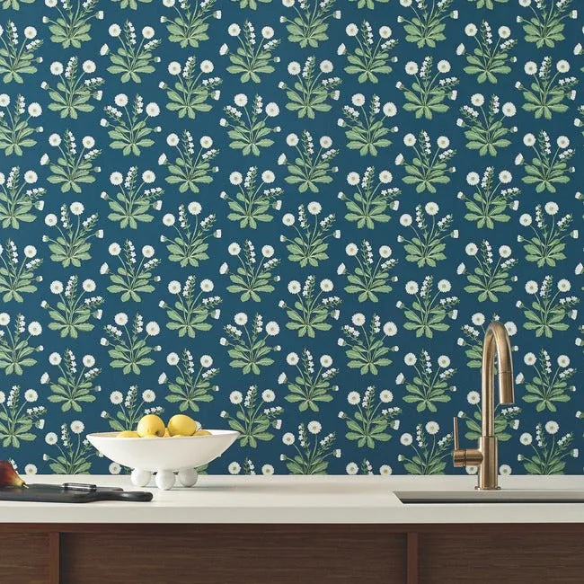 York Designer Series Meadow Flowers Navy & White Wallpaper - SKU AC9151