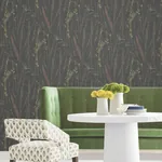 York Designer Series Meadow Splendor Black Botanical Wallpaper - SKU LL3241
