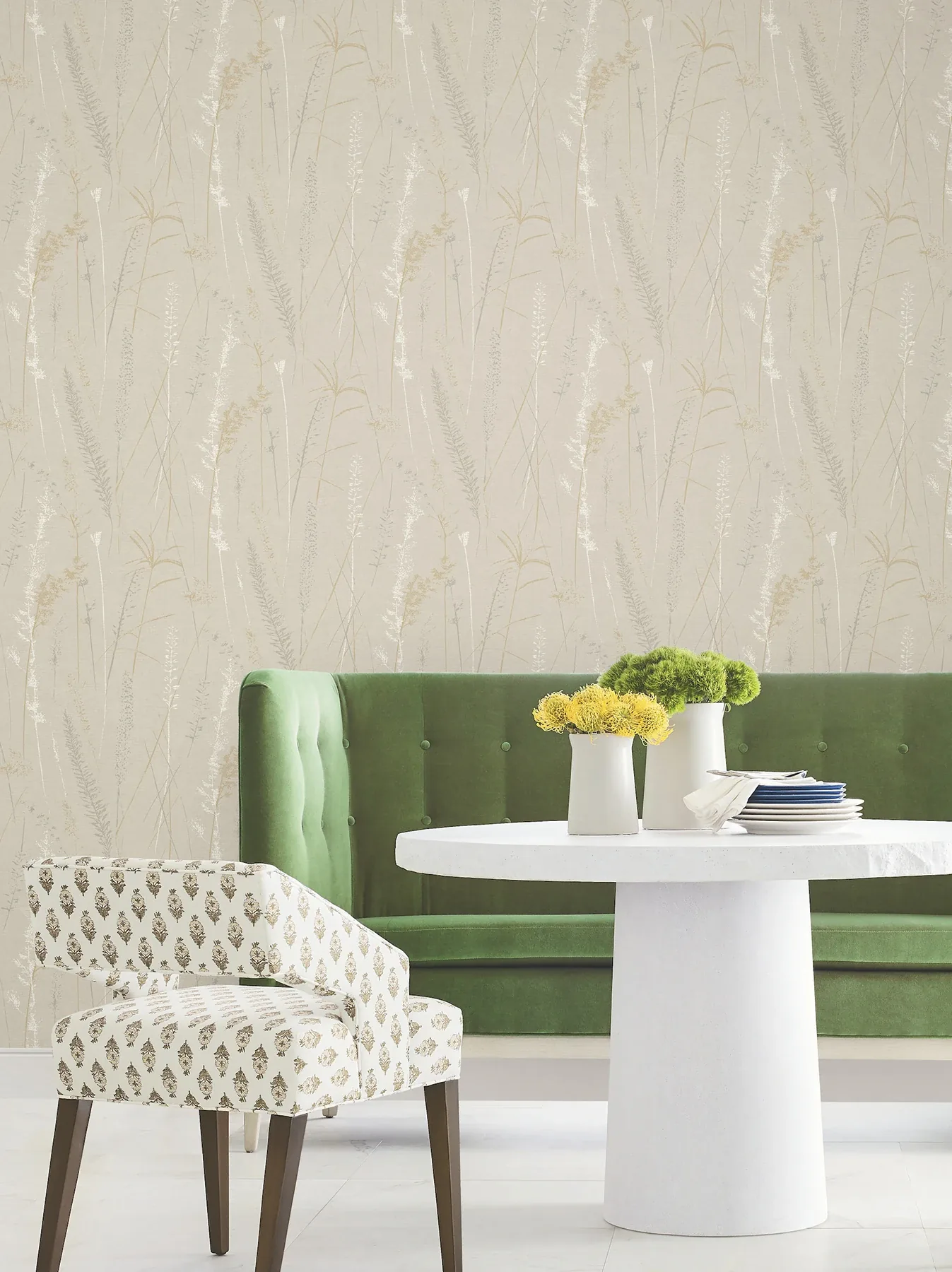 York Designer Series Meadow Splendor Neutral Botanical Wallpaper - SKU LL3239