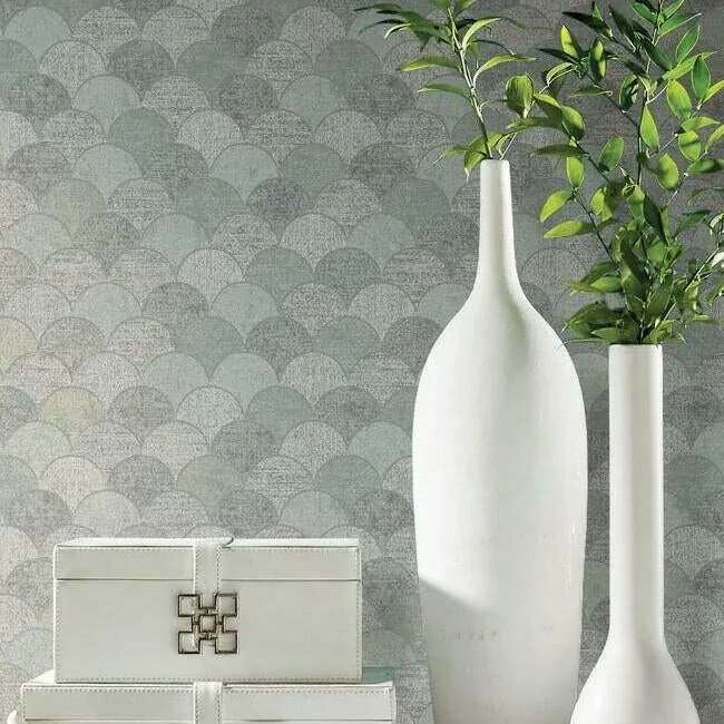 York Designer Series Mermaid Scales Grey & Silver Wallpaper - SKU Y6230203