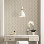 York Designer Series Metallic Beige Gold Scallop Wallpaper - SKU NT6107