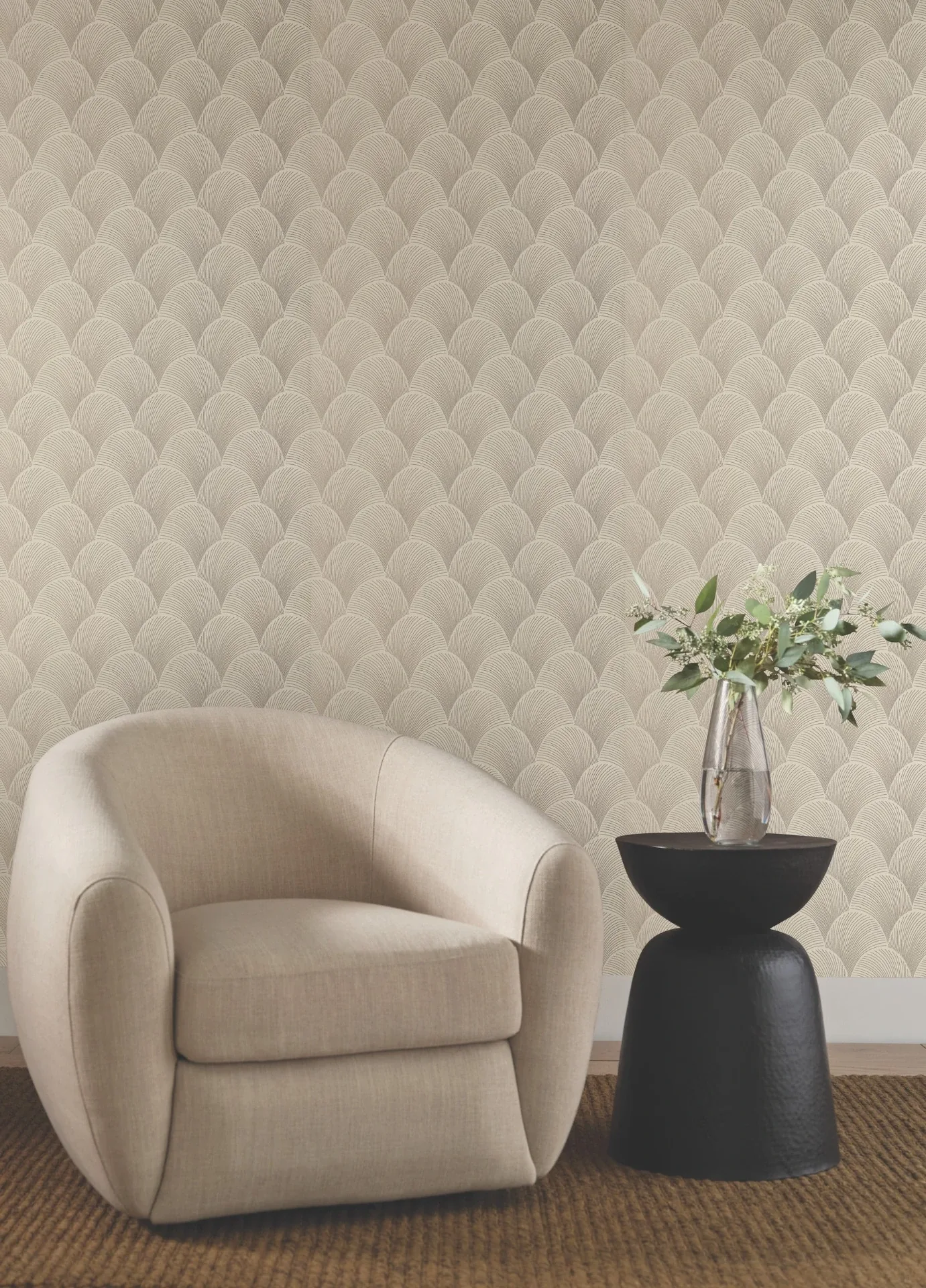 York Designer Series Metallic Beige Gold Scallop Wallpaper - SKU NT6107