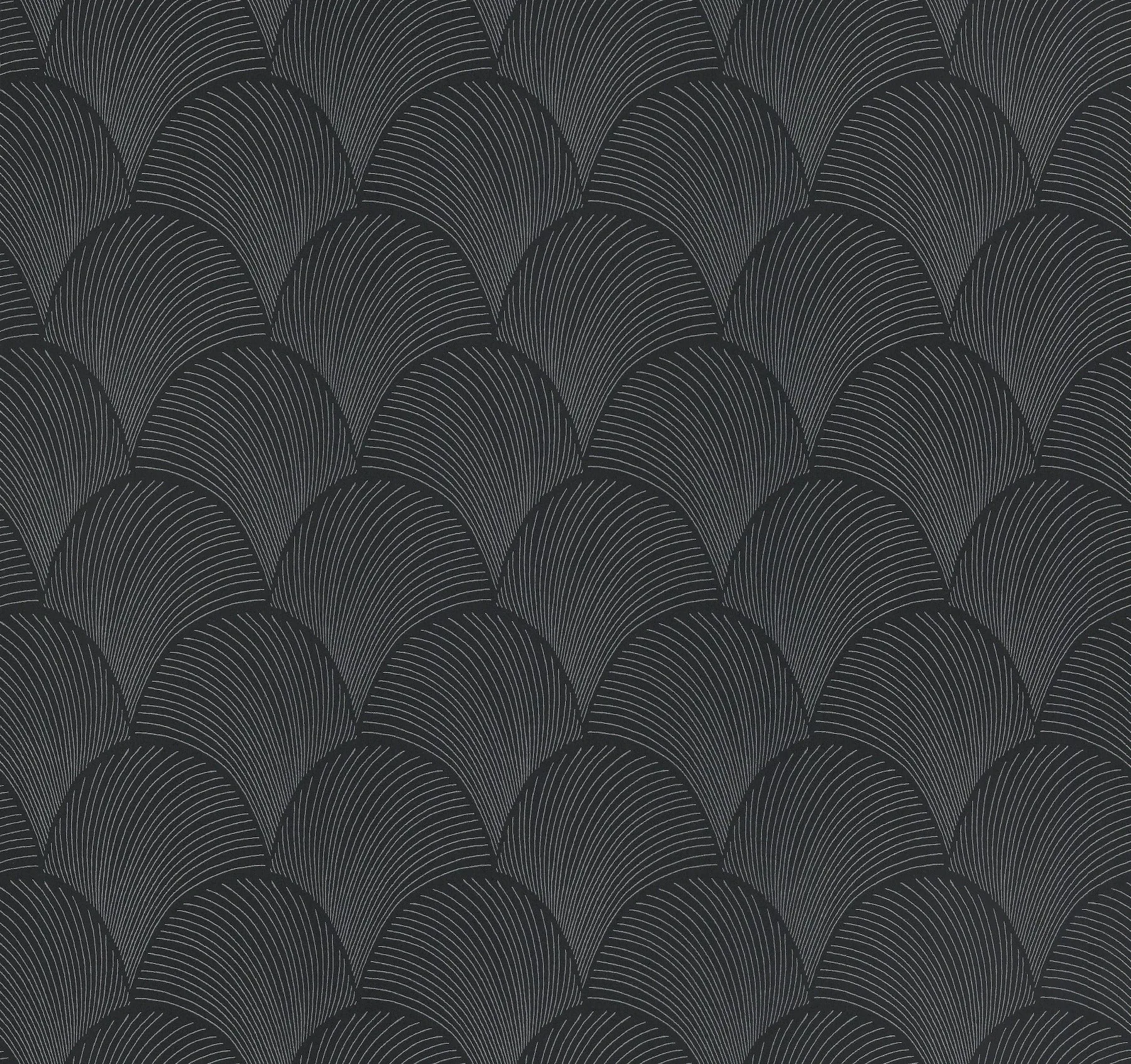 NT6105 | Metallic Black Scallop Wallpaper