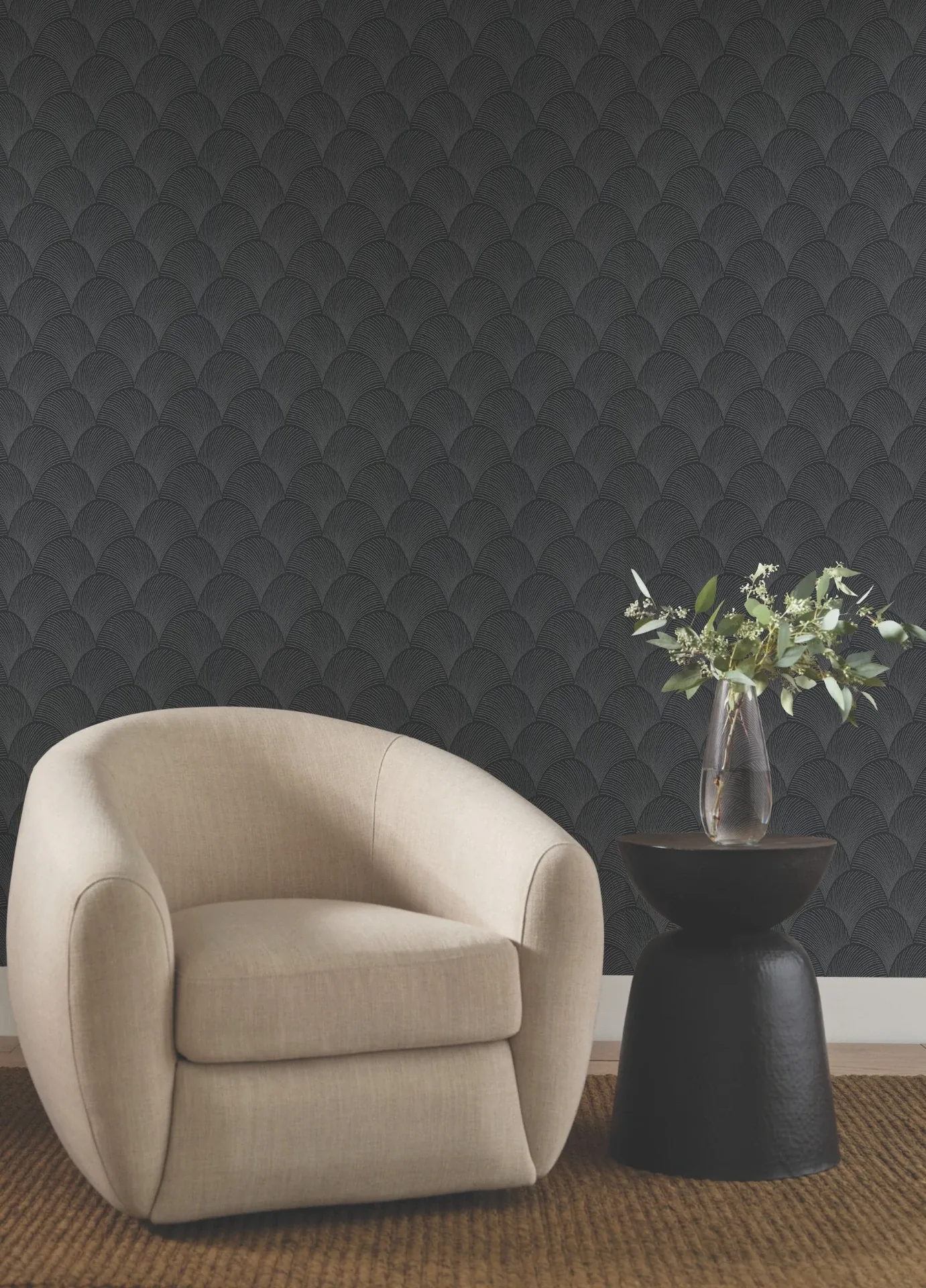 York Designer Series Metallic Black Scallop Wallpaper - SKU NT6105
