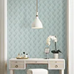 York Designer Series Metallic Blue Pearl Scallop Wallpaper - SKU NT6108