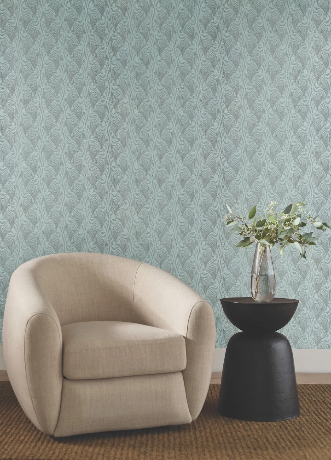 York Designer Series Metallic Blue Pearl Scallop Wallpaper - SKU NT6108