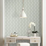 York Designer Series Metallic Light Green Scallop Wallpaper - SKU NT6106