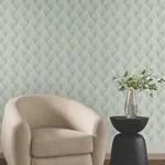 York Designer Series Metallic Light Green Scallop Wallpaper - SKU NT6106