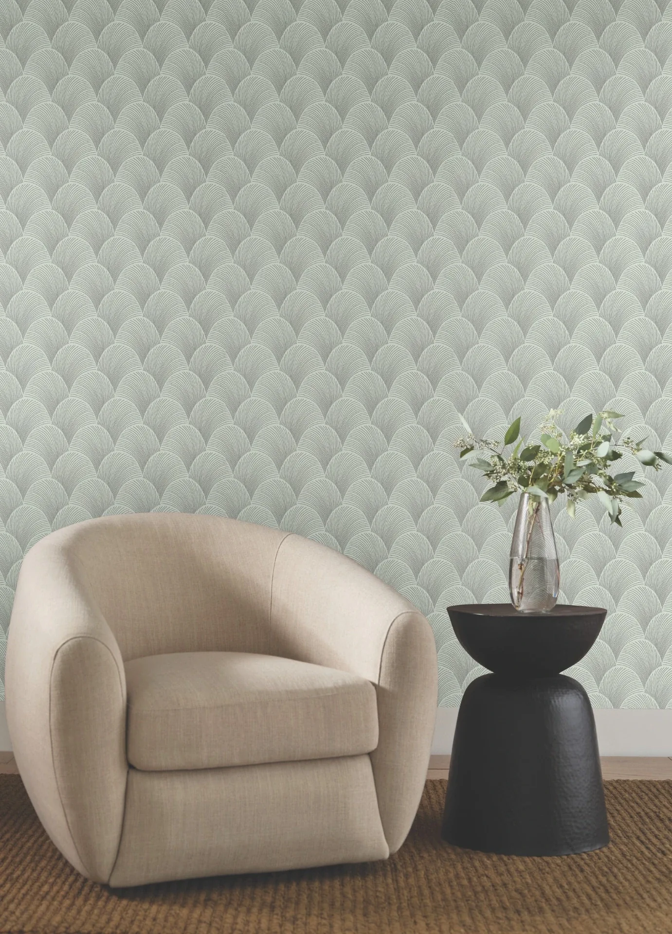 York Designer Series Metallic Light Green Scallop Wallpaper - SKU NT6106