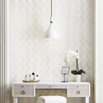 York Designer Series Metallic White Gold Scallop Wallpaper - SKU NT6109