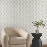 York Designer Series Metallic White Gold Scallop Wallpaper - SKU NT6109