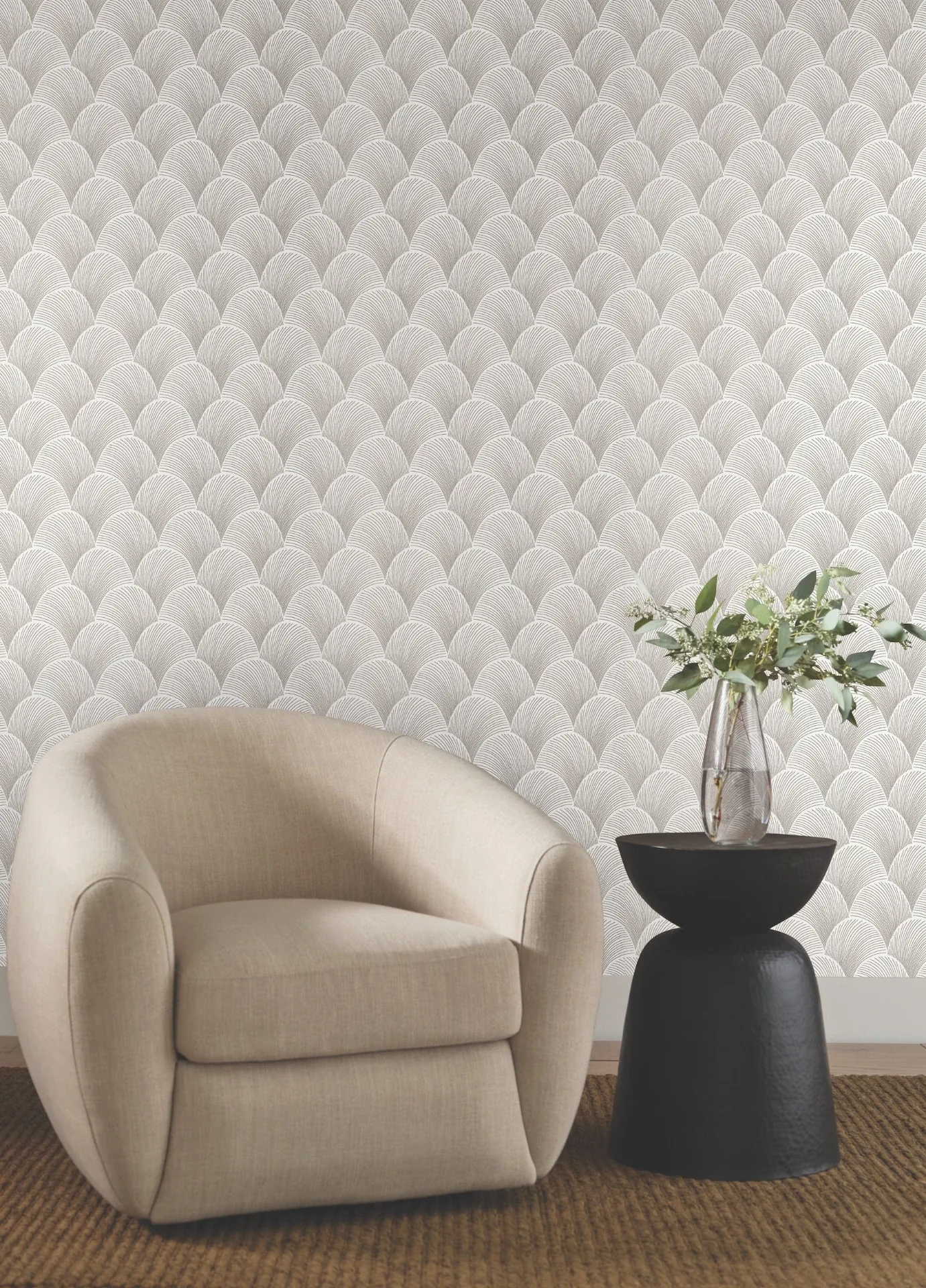 York Designer Series Metallic White Gold Scallop Wallpaper - SKU NT6109