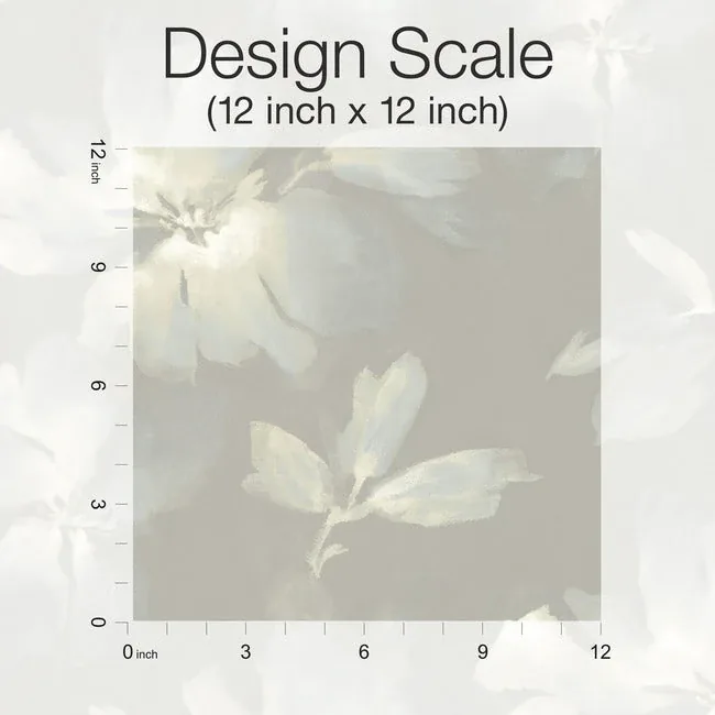 York Designer Series Midnight Blooms Light Blue & Grey Peel & Stick Wallpaper - SKU PSW1415RL