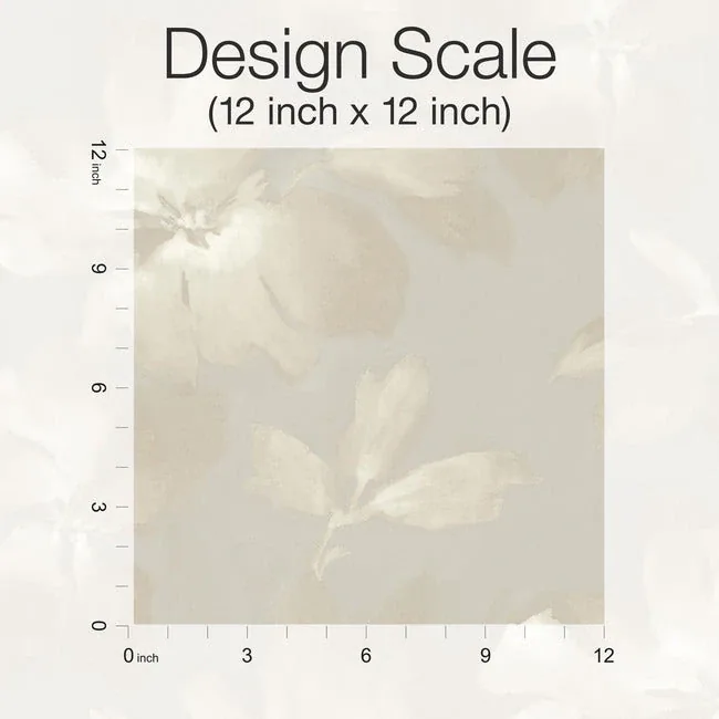 York Designer Series Midnight Blooms Neutral Peel & Stick Wallpaper - SKU PSW1414RL