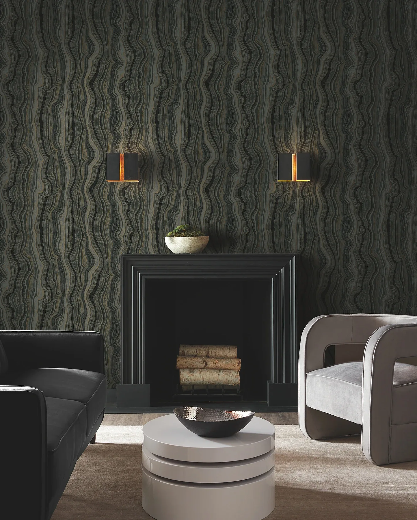 York Designer Series Mineral Shimmer Black & Gold Wallpaper - SKU DF3326