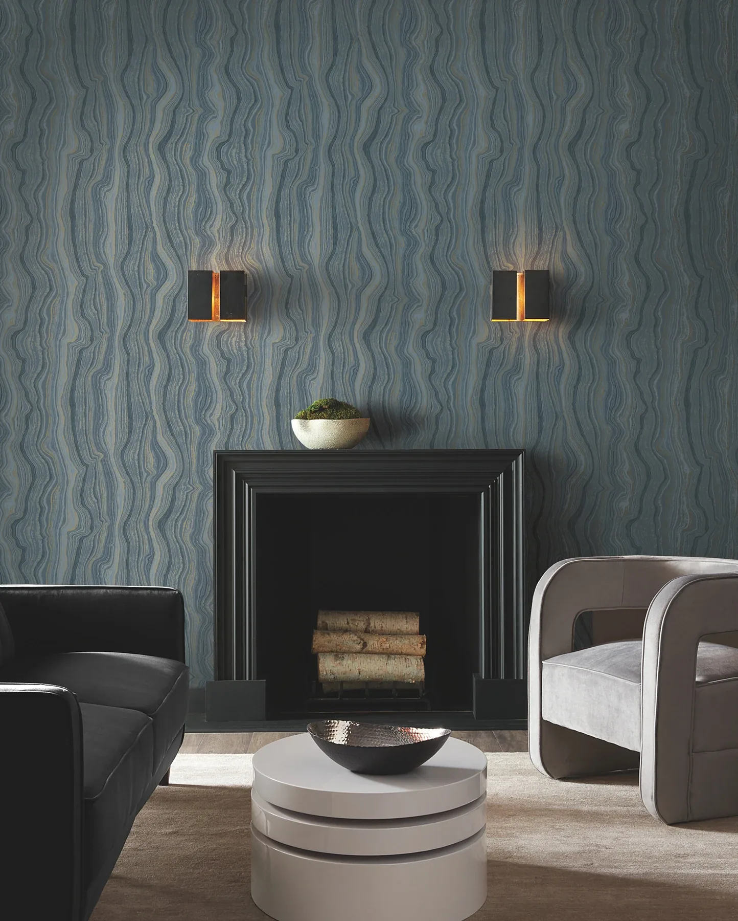 York Designer Series Mineral Shimmer Denim & Gold Wallpaper - SKU DF3321