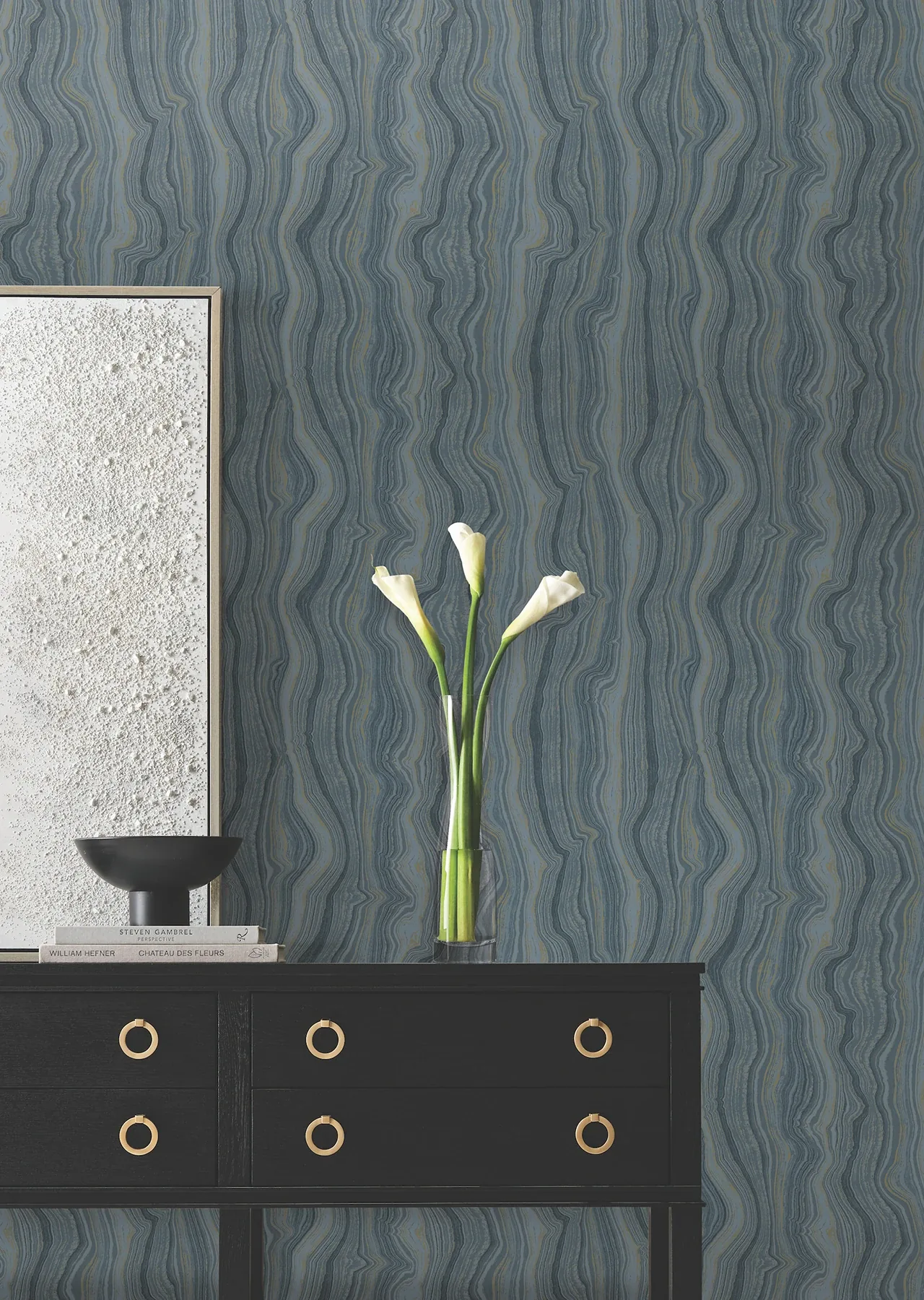 York Designer Series Mineral Shimmer Denim & Gold Wallpaper - SKU DF3321
