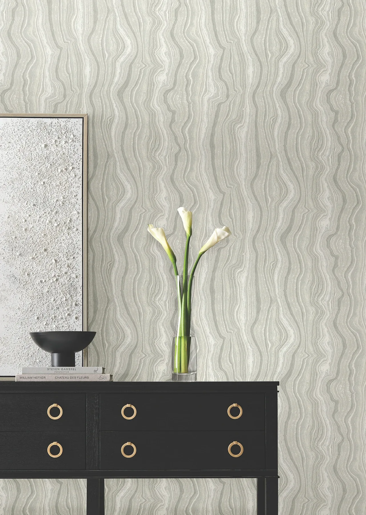 York Designer Series Mineral Shimmer Gray & Pearl Wallpaper - SKU DF3323