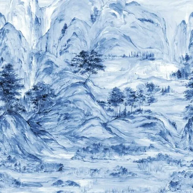 York Designer Series Misty Mountain Blue Wall Mural - SKU AF6598M