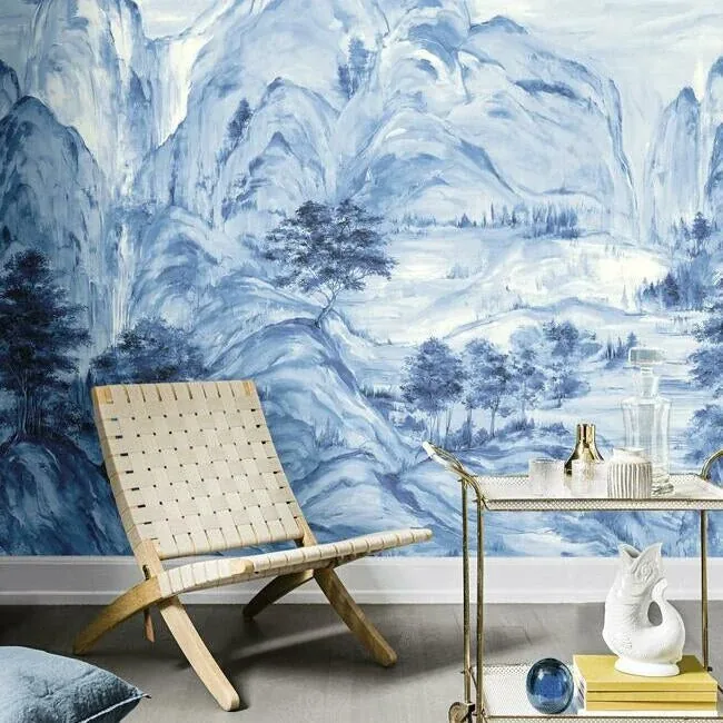 York Designer Series Misty Mountain Blue Wall Mural | Wallpaper Twins York Designer Series Misty Mountain Blue Wall Mural - SKU AF6598M