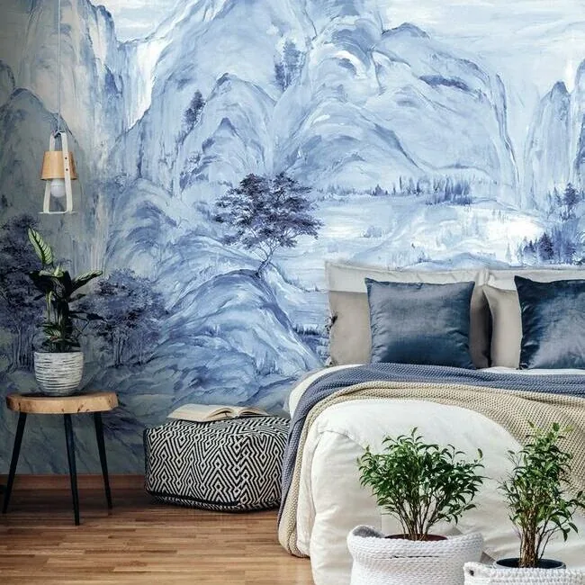 York Designer Series Misty Mountain Blue Wall Mural | Wallpaper Twins York Designer Series Misty Mountain Blue Wall Mural - SKU AF6598M