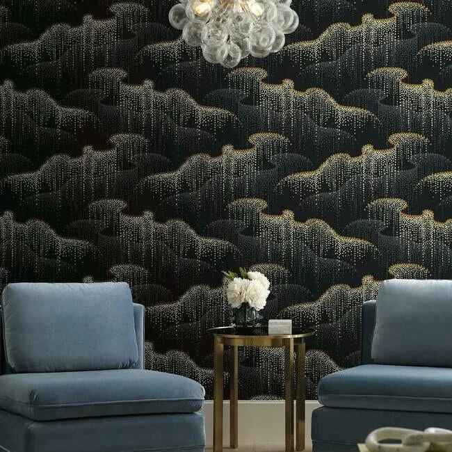 York Designer Series Moonlight Pearls Black Wallpaper - SKU OS4261