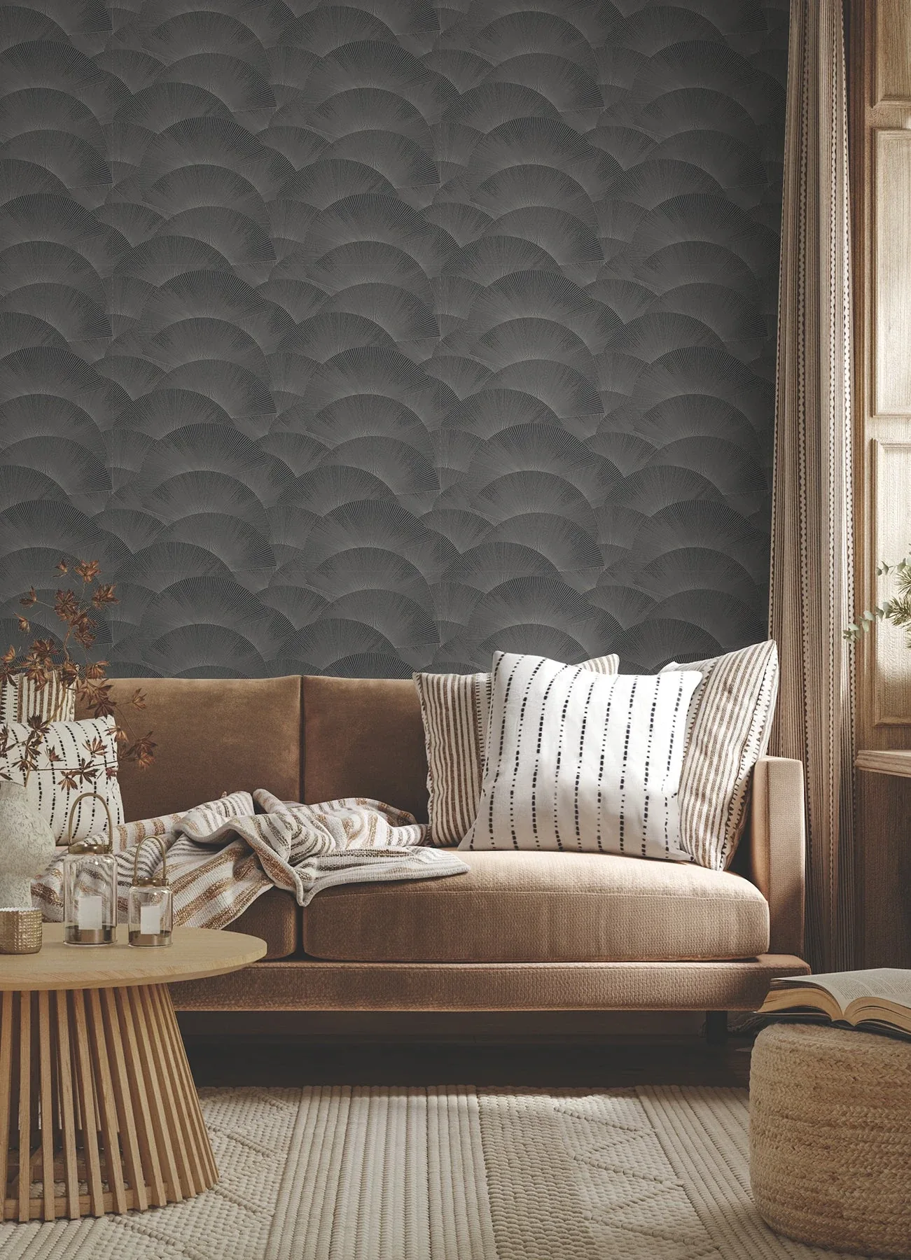 York Designer Series Morning Shell Black & Grey Wallpaper | Wallpaper Twins York Designer Series Morning Shell Black & Grey Wallpaper - SKU ZA8022