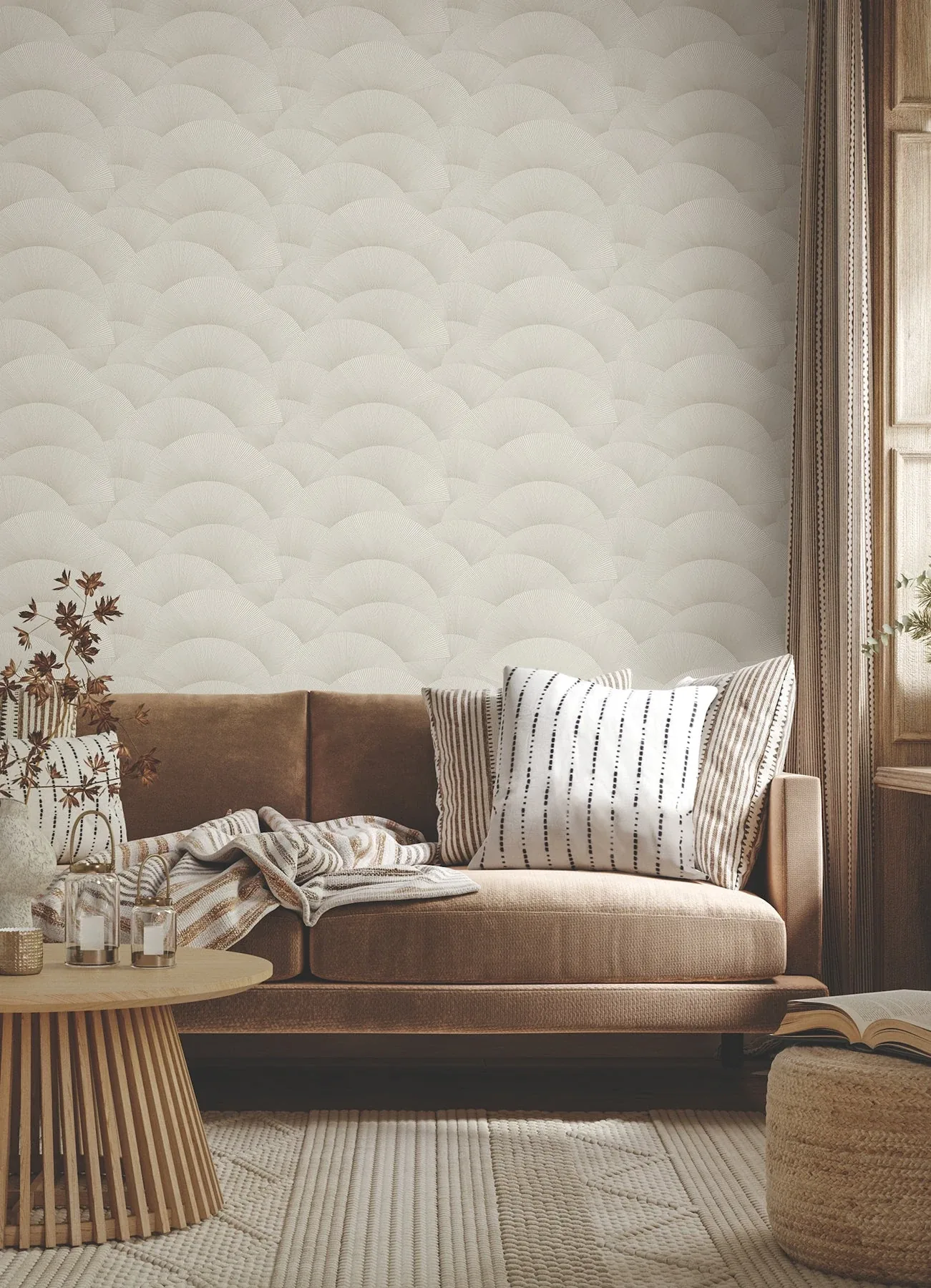 York Designer Series Morning Shell Taupe & Gold Wallpaper - SKU ZA8024