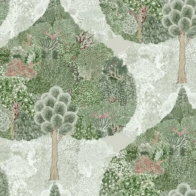 York Designer Series Mystic Forest Green & Coral Wallpaper - SKU BO6702