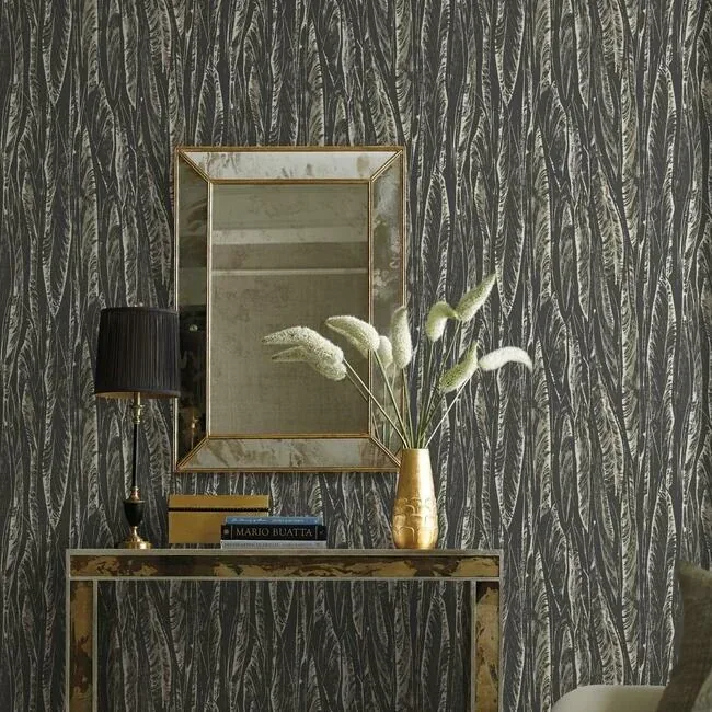 York Designer Series Native Leaves Black Wallpaper - SKU OG0580