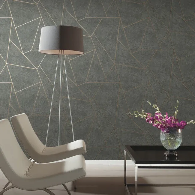 York Designer Series Nazca Dark Grey & Gold Wallpaper | Wallpaper Twins York Designer Series Nazca Dark Grey & Gold Wallpaper - SKU NW3502