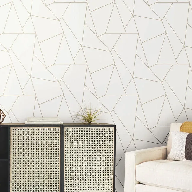York Designer Series Nazca White & Gold Wallpaper - SKU MD7182