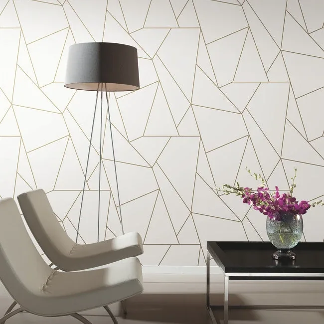 York Designer Series Nazca White & Gold Wallpaper - SKU MD7182