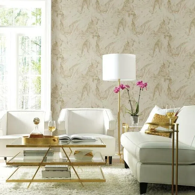 York Designer Series Oil & Marble Blush Metallic Wallpaper - SKU Y6231204