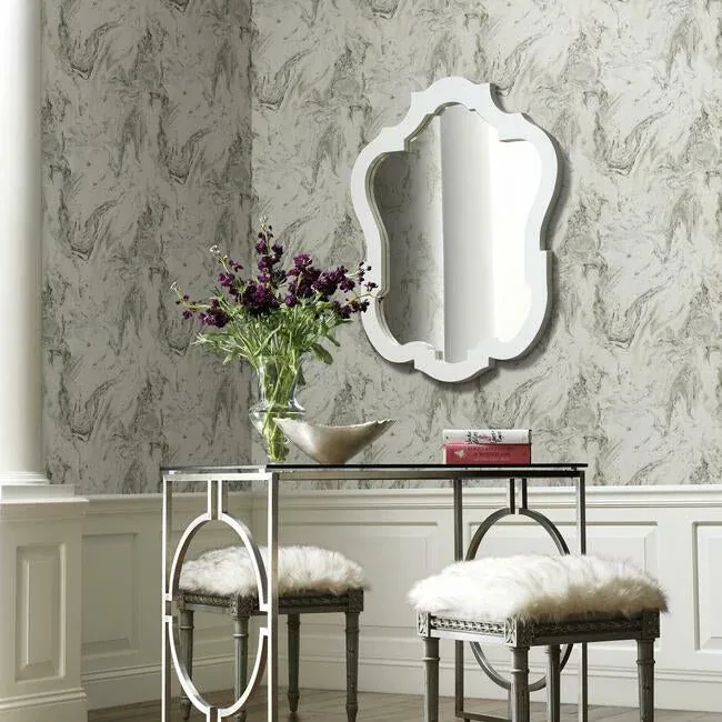 York Designer Series Oil & Marble Grey Metallic Wallpaper - SKU Y6231203