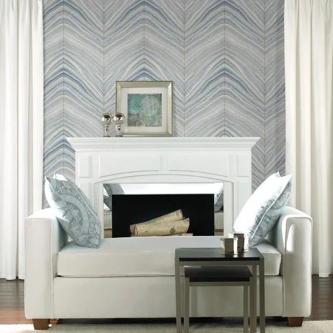 York Designer Series Onyx Strata Mist Blue Peel & Stick Wallpaper | Wallpaper Twins York Designer Series Onyx Strata Mist Blue Peel & Stick Wallpaper - SKU PSW1421RL