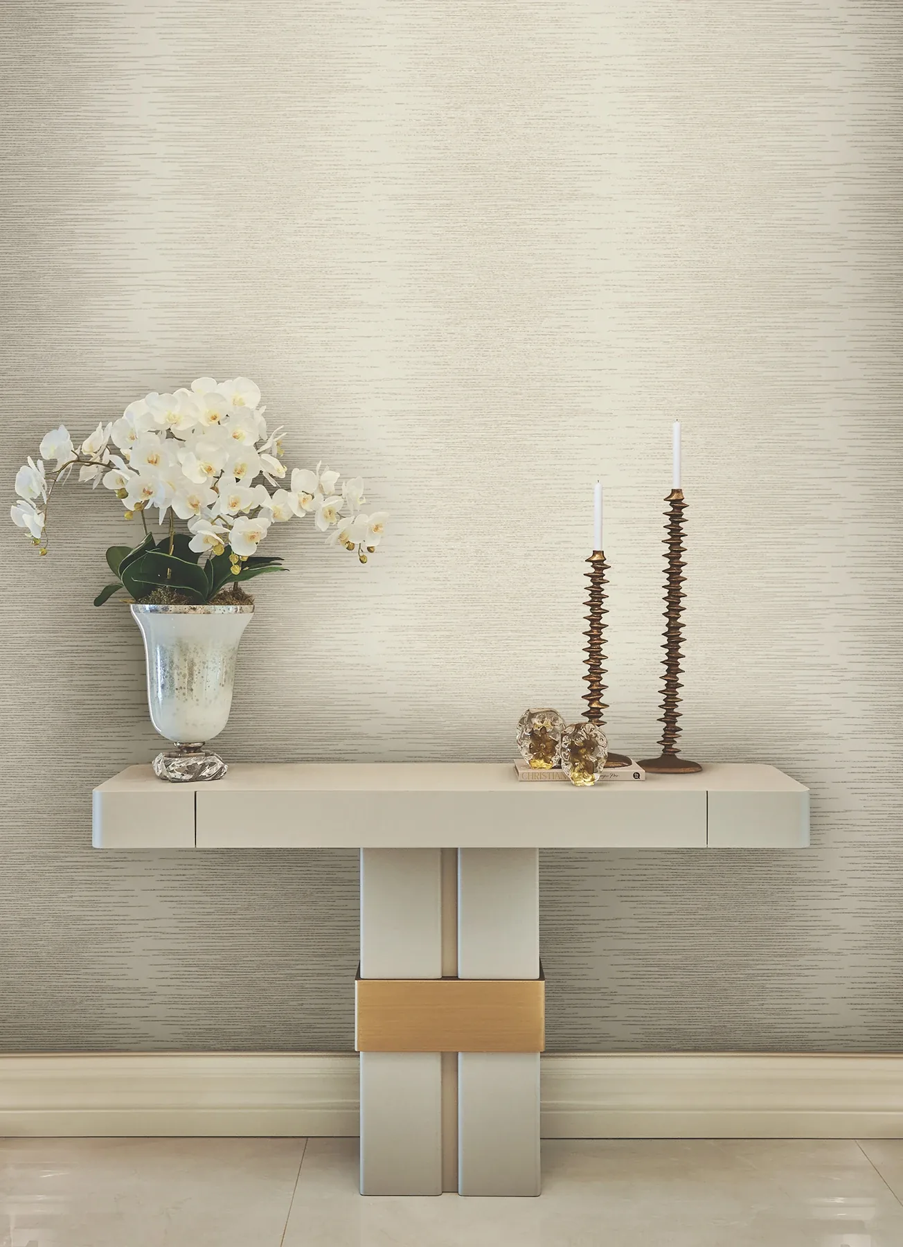 York Designer Series Operetta Ivory Metallic Columns Wallpaper | Wallpaper Twins York Designer Series Operetta Ivory Metallic Columns Wallpaper - SKU VR1504