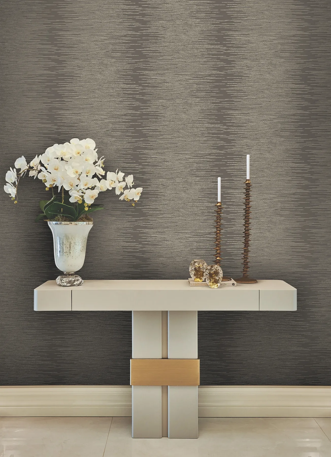 York Designer Series Operetta Stone Metallic Columns Wallpaper | Wallpaper Twins York Designer Series Operetta Stone Metallic Columns Wallpaper - SKU VR1505