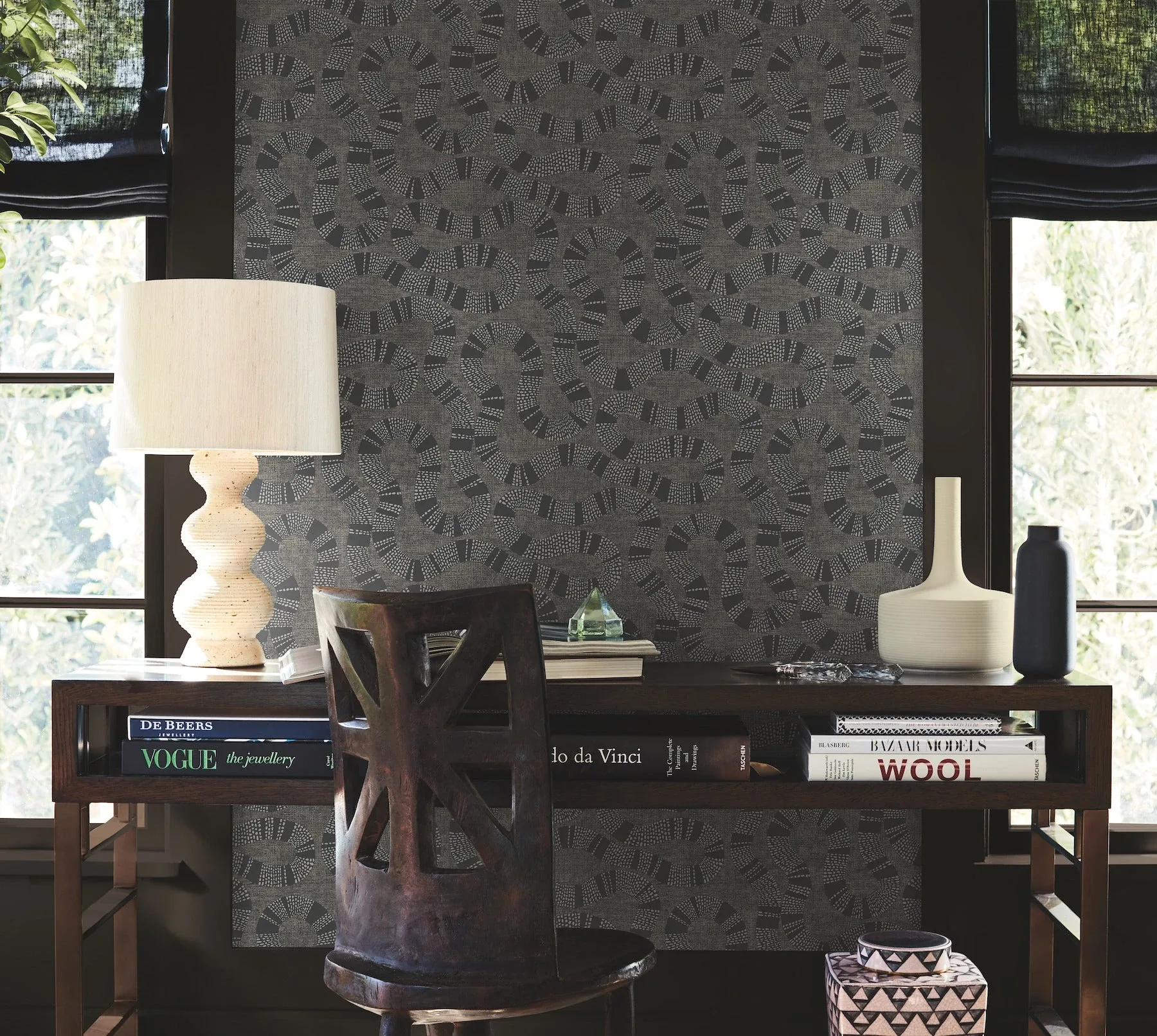 York Designer Series Ophidia Black Wallpaper - SKU AB3004