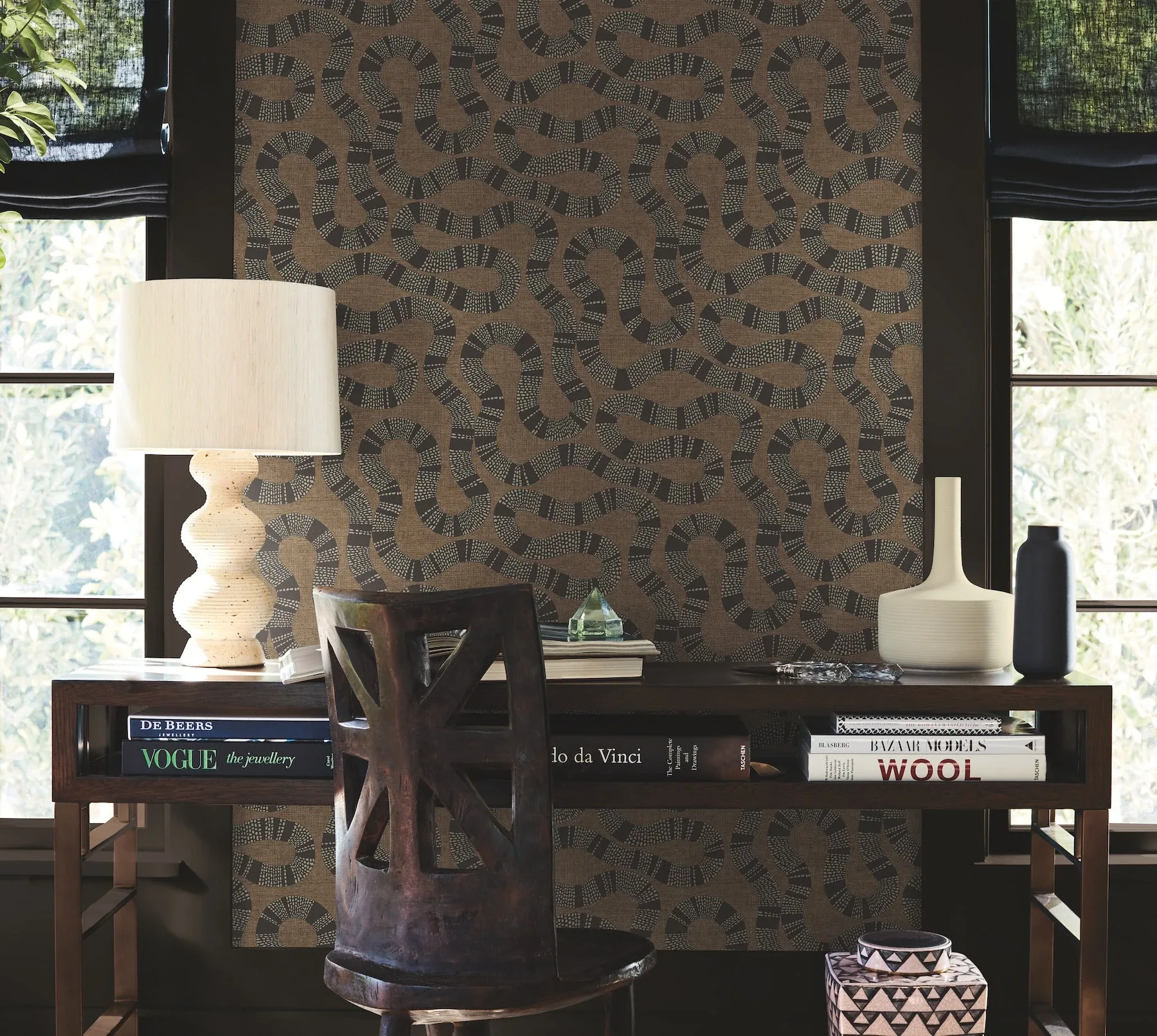 York Designer Series Ophidia Brown Wallpaper - SKU AB3001