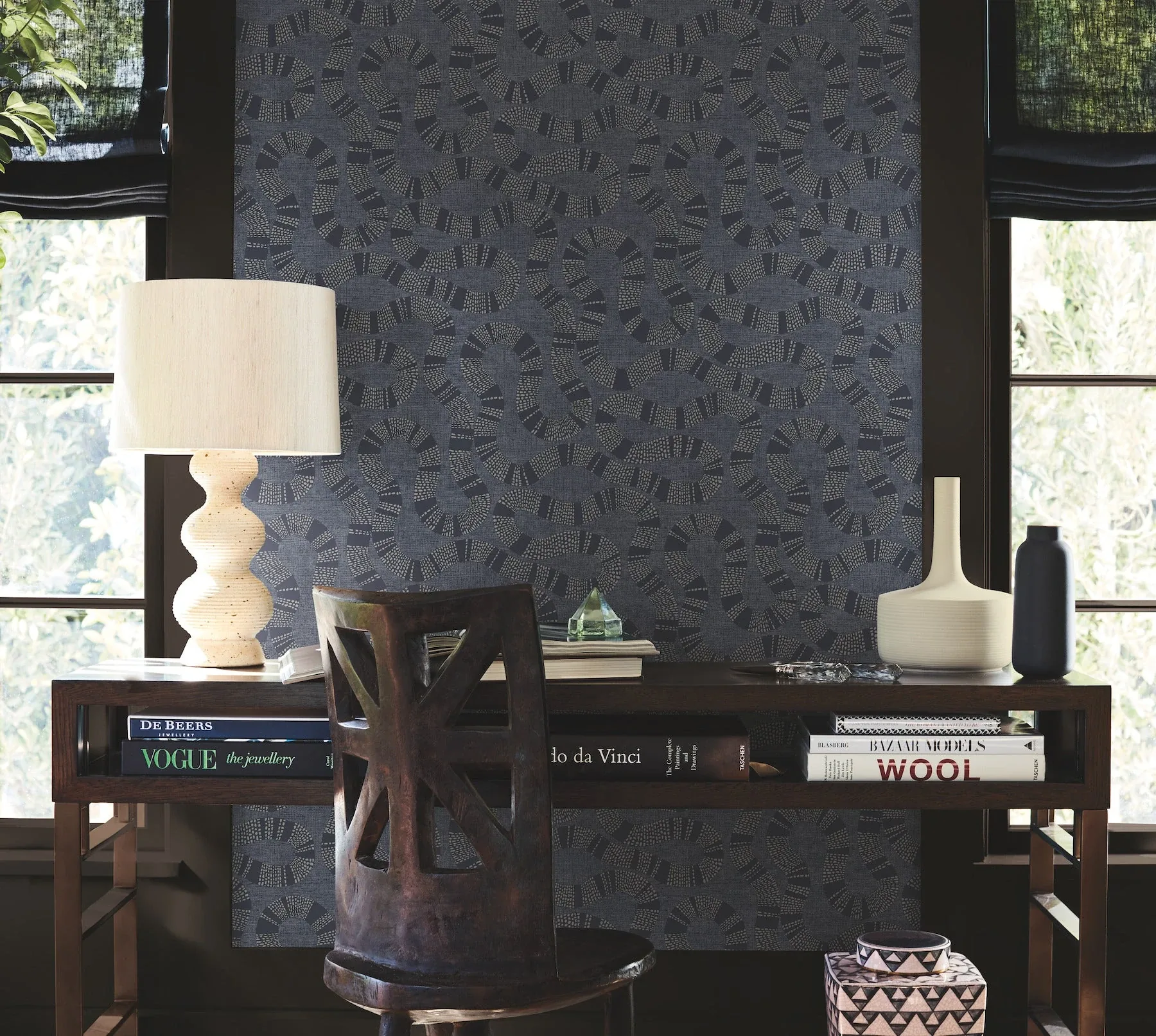 York Designer Series Ophidia Navy Wallpaper - SKU AB3002