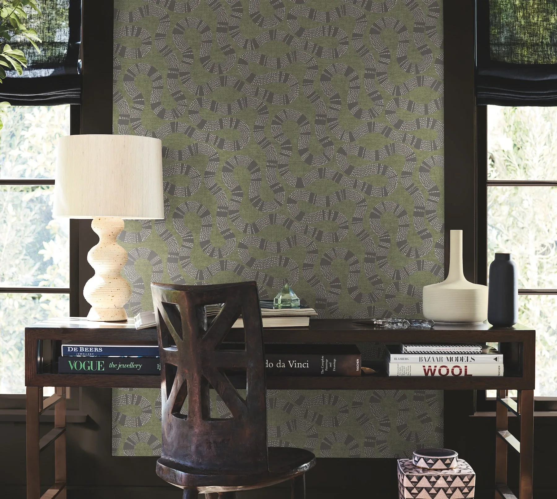 York Designer Series Ophidia Olive Wallpaper - SKU AB3005