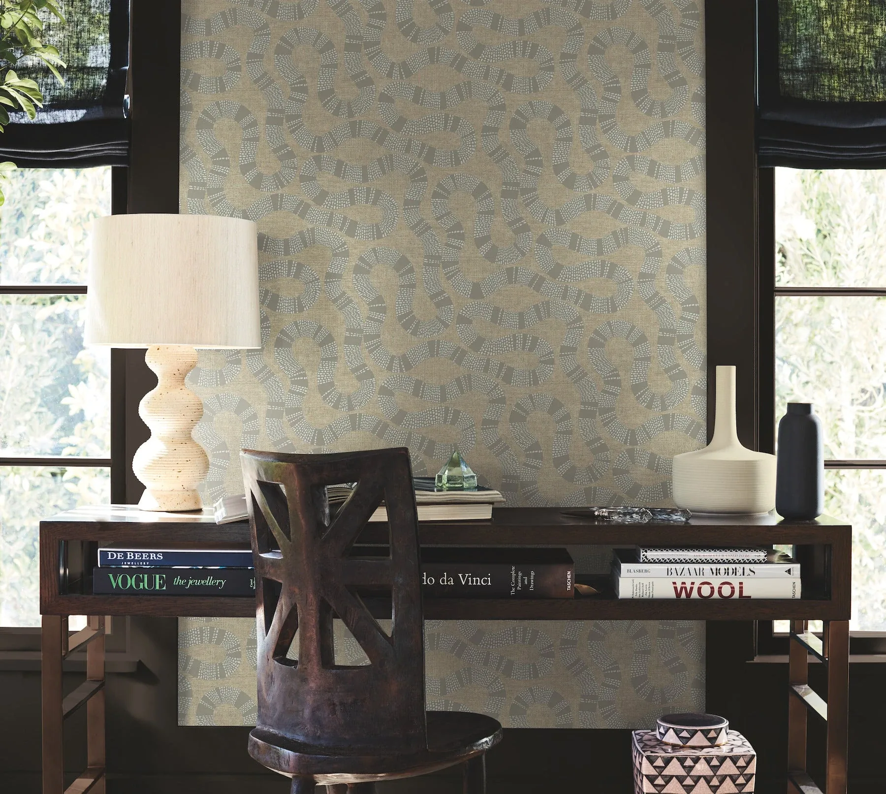 York Designer Series Ophidia Taupe Wallpaper - SKU AB3003