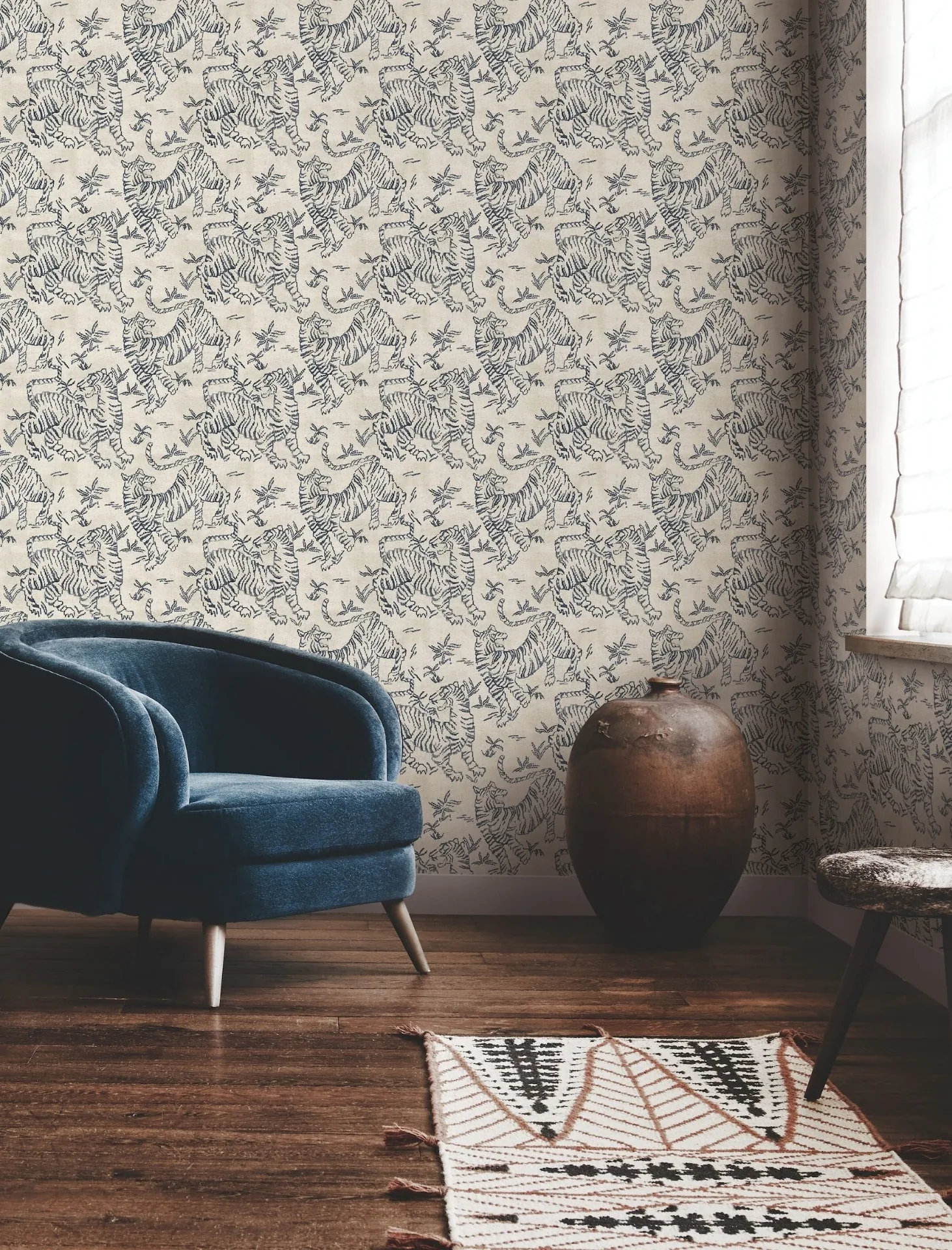 York Designer Series Orly Tigers Indigo Wallpaper - SKU LM5333