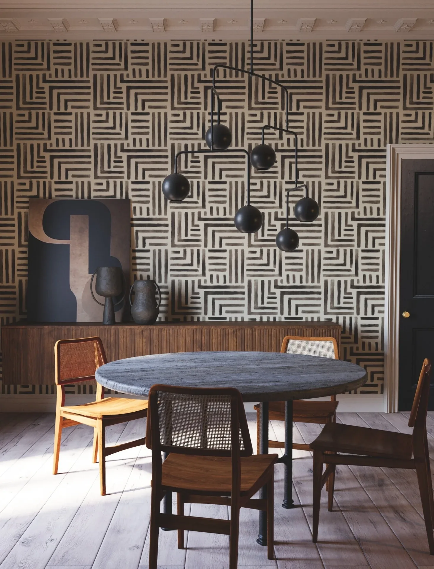 York Designer Series Painterly Labyrinth Charcoal Wallpaper | Wallpaper Twins York Designer Series Painterly Labyrinth Charcoal Wallpaper - SKU LM5365